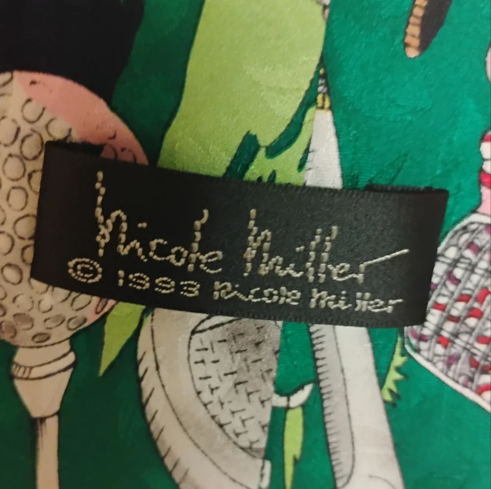 Vintage 1993 Nicole Miller Novelty Golf Print Tie One Size